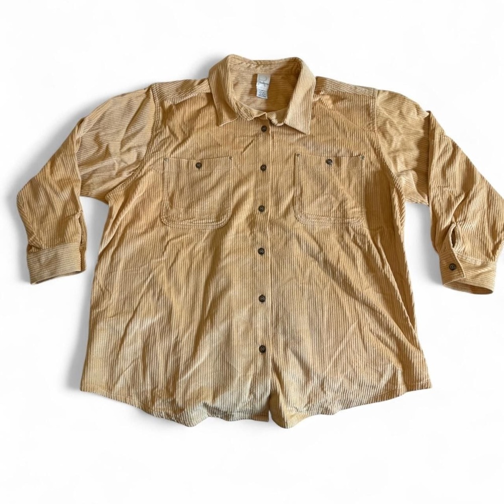 Vintage Roaman's Tan Corduroy Button-Up Shirt, Relaxed Fit, Size 2X